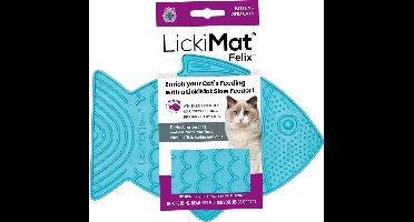 Lickimat Felix - Slowfeeder Voor De Kat - Tegen Schrokken - Kattenvoerbak - 22x16 cm Turquoise