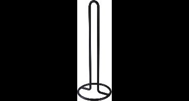 Excellent Houseware Tafel Keukenrolhouder - voor 1 rol - metaal/rvs - zwart - 35 x 12 cm - keukenrollen