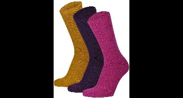 Apollo - Bamboe sokken dames - Kabelstructuur - Multi Bruin - Maat 35/38 - Bamboo sokken - Bamboesokken