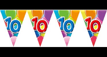 Vlaggenlijn 10 jaar 10 meter - Verjaardag Feestje Vlag Vlaggen Versiering Slinger Feestdecoratie Decoratie