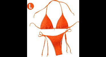 Bovista Bikini Dames - Meisjes Bikini - Badpak - Push Up - Vrouwen Badkleding - Zwemmen - Sexy Set - Top & Broekje - Rood Oranje - Maat L