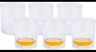 Excellent Houseware Whiskey glas Palm Springs - 12x - transparant - 340 ml - deco glas