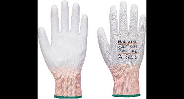 Portwest LR13 ESD PU Palm Handschoen (12 pr) - Grijs/wit - L