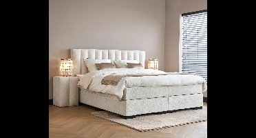 Beddenscout24 Boxspringbed - Amalia - 160x210cm - Wit Inclusief cm matras en topper