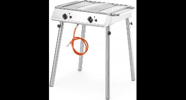 HENDI Krachtige gasgrill – 9,5kW – Compact en draagbaar – 2 onafhankelijke branders – Roestvast staal – 770x710x870 mm