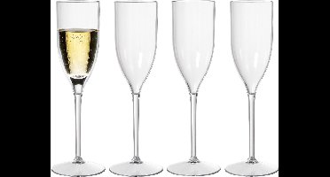 Duni Champagneglas Elegance - 4x - chique - onbreekbaar kunststof - 130 ml - vaatwasser bestendig - plastic wijnglazen