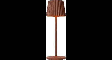Lucide JUSTINE - Oplaadbare Tafellamp Binnen/Buiten - Accu/Batterij - LED Dimbaar - 1x2W 2700K - IP54 - Met draadloos oplaadstation - Roest bruin