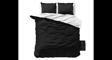 Sleeptime Twee Kleuren Dekbedovertrek - 240x200/220 + 2 kussenslopen 60x70 - Wit/Zwart - Lits-Jumeaux