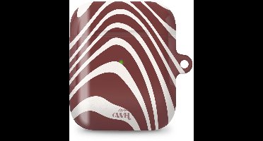 xoxo Wildhearts hoesje geschikt voor AirPods 1 & 2 - Boogie Wonderland Red - Ook als telefoonhoesje verkrijgbaar - schokbestendige case - koptelefoonhoes - Beschermhoes met met golvende print - golven - rood