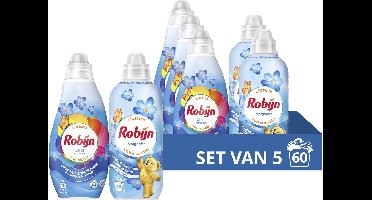 Robijn Perfect Match Wasmiddel en Wasverzachter Pakket - Morgenfris - 5 x 12 = 60 wasbeurten - Voordeelverpakking - 5 stuks