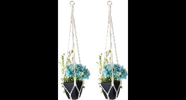 Boraboi® Stijlvolle Boho Macramé Plantenhangers Set voor Binnen en Buiten Gebruik met Katoenen Touw en Metalen Haken