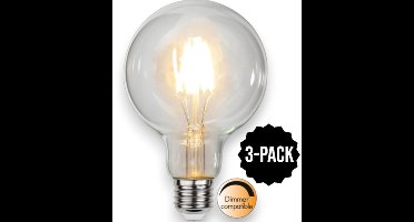 3-Pack | G95 bol - E27 - 4.7W - Extra Warm Wit - 2700K - Dimbaar - Filament - Helder