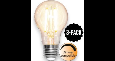 3-Pack | Standaard bol helder filament - E27 - 8W - Extra Warm Wit - 2700K - Dimbaar
