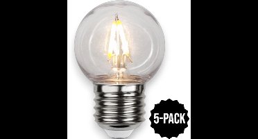 5-Pack | Prikkabel - Kogellamp - E27 - 1.4W - Extra Warm Wit - 2700K - Filament - Helder