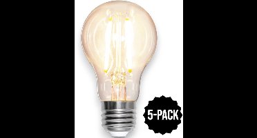 5-Pack | Standaard bol - E27 - 7W - Extra Warm Wit - 2700K - Filament - Helder