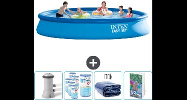 Intex Rond Opblaasbaar Easy Set Zwembad - 457 x 84 cm - Blauw - Inclusief Pomp Filters - Solarzeil - Zwembadgids