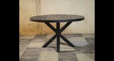 Ronde mango eettafel Zwart 'Black Spider' Ø110 cm | Meubelplaats
