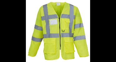 Veiligheidshesje met rits geel, lange mouwen 3XL
