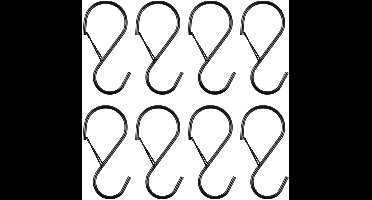 Boraboi ® Robuuste Metalen S-haken Set van 8 met Veiligheidsgesp voor Diverse Ruimtes in Huis