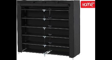 Hoppa! Schoenenrek, 7 planken, zwart fleece, 116 x 28,5 x 111 cm (B x D x H)