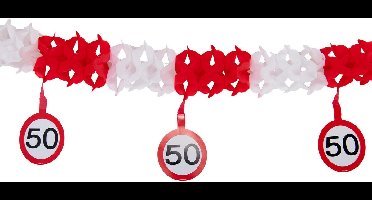 Folat Slingers 50 jaar - 4 meter - verkeersborden - verjaardag versiering - Abraham/Sarah - decoratie