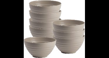 Plasticforte Soepkommen - 8x - D15 x H8 cm - taupe - kunststof - onbreekbaar - servies