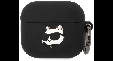 Karl Lagerfeld KLA3RUNCHK Serie - Siliconen AirPods 3 Hoes - Choupette 3D Hoofd - Zwart