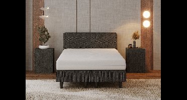 Nessa® - 120x200 Boxspring Bjorn Antraciet - Inclusief 20cm dik HR45 Koudschuim Comfort matras