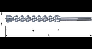 Rotec type 203 hamerboor, SDS-max, QUATTRO-X, 4-snijder, Ø 25 x 1200 / 1320 mm.