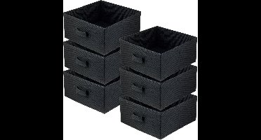 LAVITA® Opbergmand Textiel - 31x31x15 Zwart 6 Stuks - Opbergbox Kast Organizer Opbergdoos - Kastlade Verdeler Voor Kleding Ondergoed Badkamer Kledingkast - Vouwdoos Stoffen Doos Opbergdozen