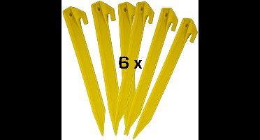HEM Tentharingen Set van 6 – Gele Plastic Kampeerharingen 23 cm – Lichtgewicht ABS Grondpennen – Sterke Tent Accessoires met V-Punt – Camping & Stormharingen