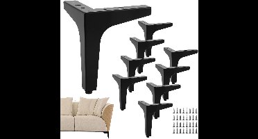 Boraboi ® Stevige Zwarte Meubelpoten Set van 8 voor Verschillende Meubelstukken tot 1600 kg Draagvermogen