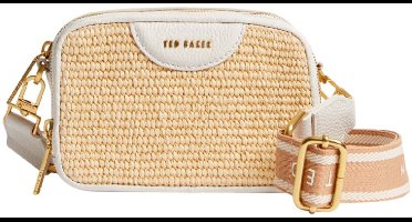 Ted Baker Schoudertas Baria Mini Webbing Faux Raffia Camera Bag Ecru Crème