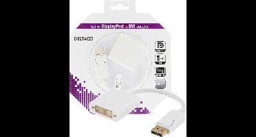 DELTACO DP-DVI17-K - DisplayPort naar DVI-I Single Link-adapter, 10,8 Gb/s - wit