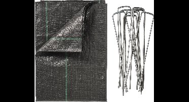 Nature - Gronddoek (2 x 5m) met pennen (10 st.) - 100 g/m² - zwart - anti-worteldoek