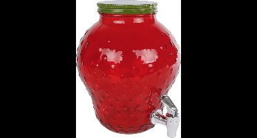 Kan aardbei met tapkraantje rood glas 19x19x25cm speelgoed.