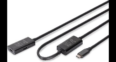 Digitus DA-73109 USB-C-kabel USB 3.2 Gen1, USB 3.2 Gen1, USB 3.0 USB-C, USB-C bus, USB-C stekker 10.00 m Zwart Actief m