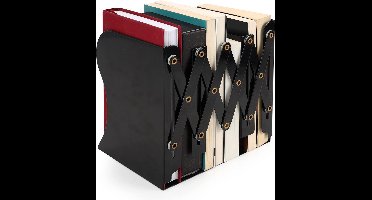 Verstelbare Stabiele Boekensteunen Metaal Zwart - Uitschuifbaar tot 41 cm - Antislip Boekensteun Zwart voor Boeken & CD's - Houder voor Mappen, Planken, Kantoor, Bibliotheek, Thuis en School
