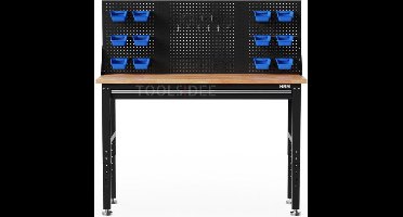 HBM heavy duty werkbank 152 cm, met een lade en achterwand
