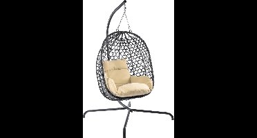 ApexArte® Egg Hangstoel - Hangstoel met Standaard - Chair voor Binnen en Buiten - Beige