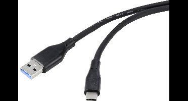 Renkforce RF-4995172 USB-kabel USB 3.2 Gen1 USB-A stekker, USB-C stekker 1.00 m Zwart PVC-mantel, Zeer flexibel