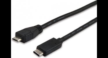 Equip 12888407 USB-kabel 1 m USB 2.0 Micro-USB B USB C Zwart