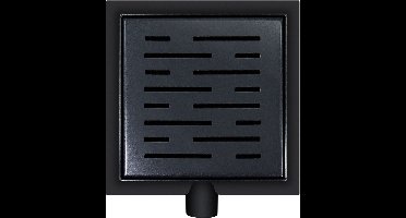 Sanifun doucheput Blacky met flens en zijuitlaat 200 x 200 mm mat zwart