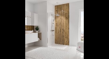 Schulte achterwand - Decor - hout lichte eik - 100x255 - zelf inkortbaar en zelfklevend - wanddecoratie - muurdecoratie - badkamer wandpanelen - muurbekleding