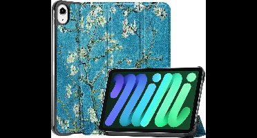 Hoes - Geschikt voor Apple iPad Mini 6 (2021) - 8.3 inch - 6e Generatie - Dun & Stevig - Trifold Bookcase - Hard Cover - Hardcover Book Case - Tablet Hoesje - Bloesem