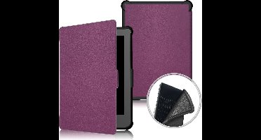 Geschikt voor Kobo Clara HD hoes Paars Bookcase - Geschikt voor Kobo clara hd cover Smart case - Geschikt voor Kobo clara hoes- hoes Geschikt voor Kobo Clara HD - Kunstleer - Trifold Bookcase hoesje