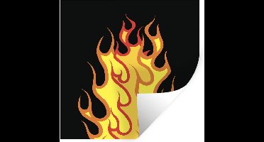 Muurstickers - Sticker Folie - Een illustratie van een vlam op een zwarte achtergrond - 30x30 cm - Plakfolie - Muurstickers Kinderkamer - Zelfklevend Behang - Zelfklevend behangpapier - Stickerfolie