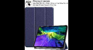 Hoes geschikt voor iPad Pro / Pro 2021 / 2020 Donker Blauw - 11 Inch - Hoes geschikt voor iPad pro 2020 Hoes - Hoes geschikt voor iPad pro 2021 smart cover Trifold