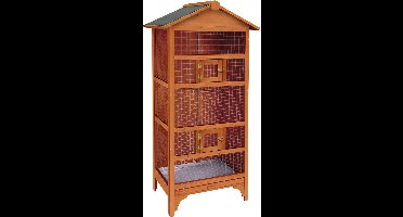 Volière Classic Nevada Bruin – houten volière voor buiten & binnen – 78x57x157,5 cm – Flamingo vogelkooi hout