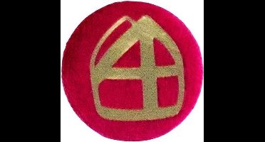 Witbaard Button met Mijter - Gouden textiel button van 5 cm